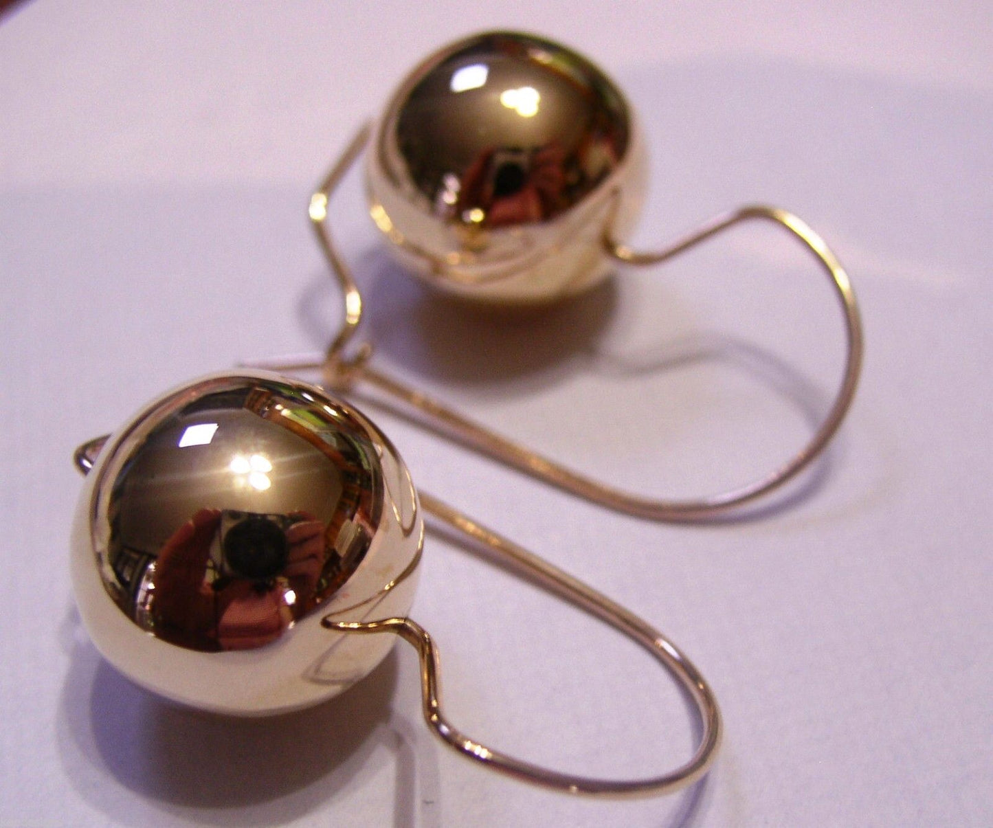 Kaedesigns, 9ct Yellow Or White Or Rose Gold 375 16mm Full Ball Hook Earrings