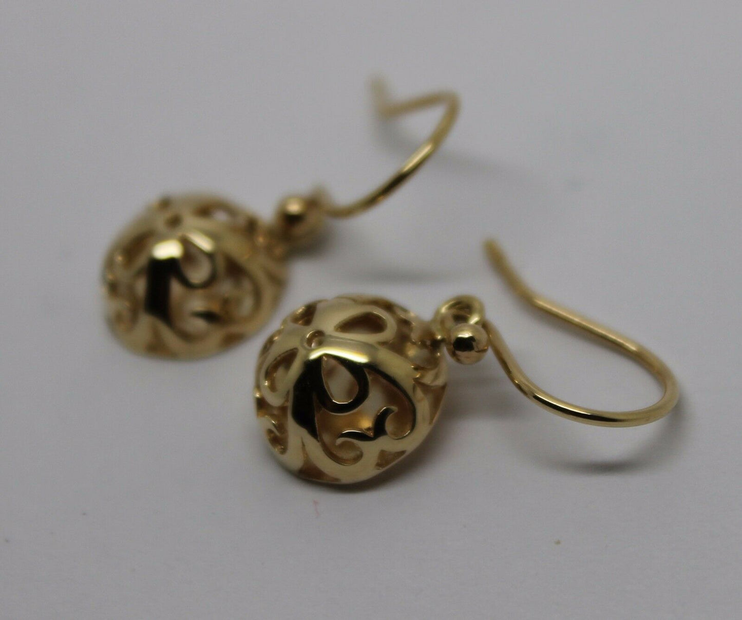 Genuine 9ct Yellow or White or Rose Gold 12mm Half Ball Filigree Hook Flower Earrings