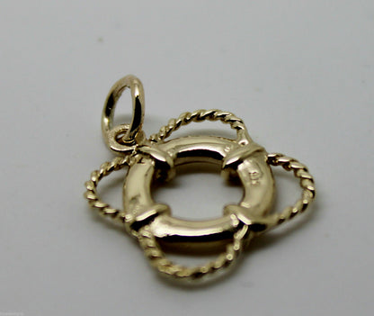 Genuine 9ct Yellow or Rose or White Gold Life Ring Nautical Pendant