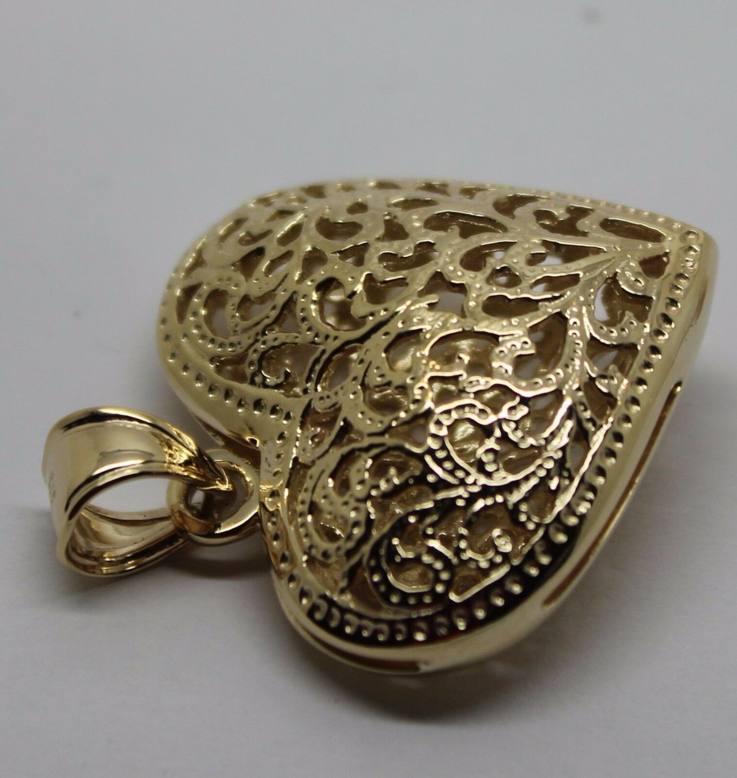 Kaedesigns New Genuine 9ct 9k Heavy Large, Rose or White Yellow Gold Filigree Heart Pendant