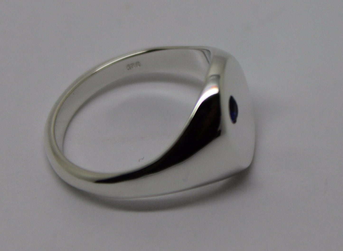 Sterling Silver Oval Blue Australian Sapphire Signet Ring, Choose your size M to U