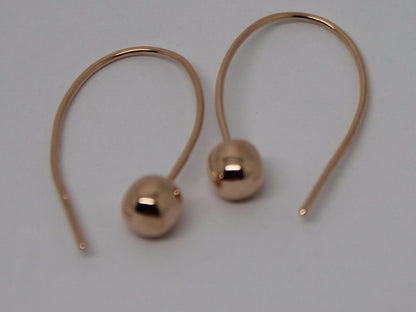 Genuine New Large Hooks 9ct Yellow, Rose or White Gold 6mm Euro Ball Drop Earrings