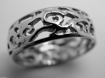 Kaedesigns Genuine Wide Sterling Silver 925 Filigree Vine Ring 235