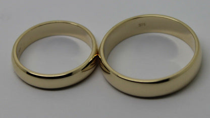 Genuine Custom Made His & Hers Solid 9ct 9K Yellow Gold Wedding Bands Couple Rings