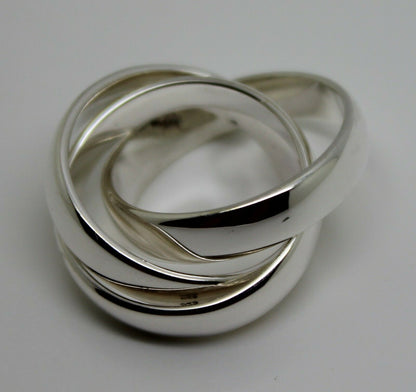 Sterling Silver Size O 1/2 Russian Wedding Band Ring, 5mm wide x 3 bands