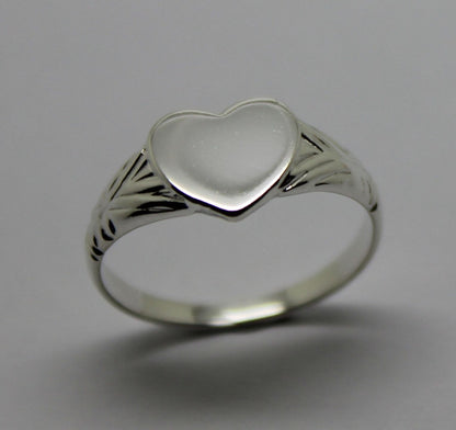 Kaedesigns Solid New Sterling Silver Heart Signet Ring Size H