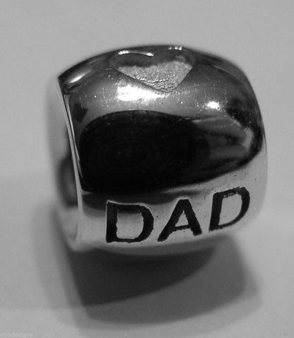 Genuine 14ct Yellow or Rose or White Gold DAD BEAD CHARM