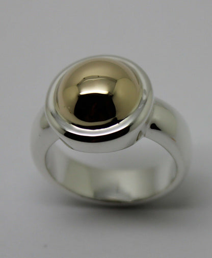 Size Q 1/2  Kaedesigns New Genuine Sterling Silver & 9ct Yellow Gold Half Ball Ring