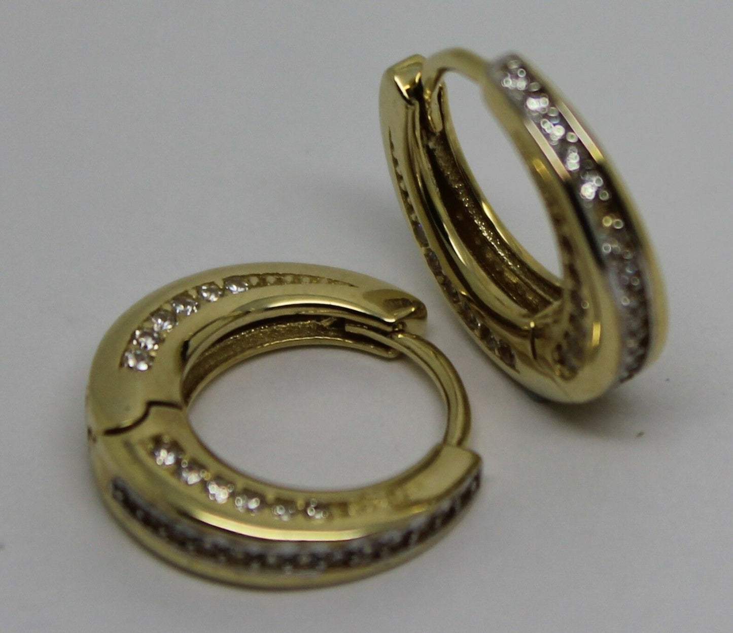 Kaedesigns,Genuine New 9ct Yellow Gold Hoop Cz Earrings