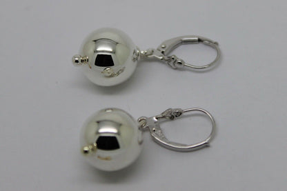 Sterling Silver 925 Ball Earrings 12mm Continental Clip Earrings