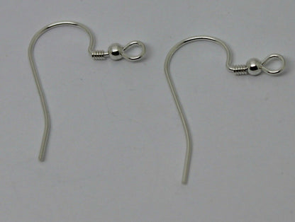 Genuine 925 Sterling Silver Bead & Coil Hooks For Earrings