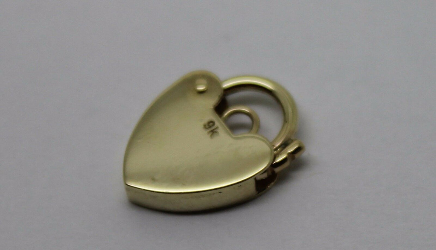 Genuine Small 13.5mm 9ct 9k Yellow Gold Screw Heart Pendant Padlock