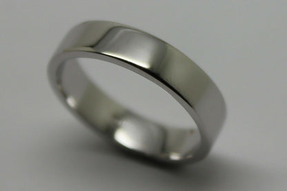 Size L 18ct Hallmarked 750 White Gold Full Solid 4mm Flat Wedding Band