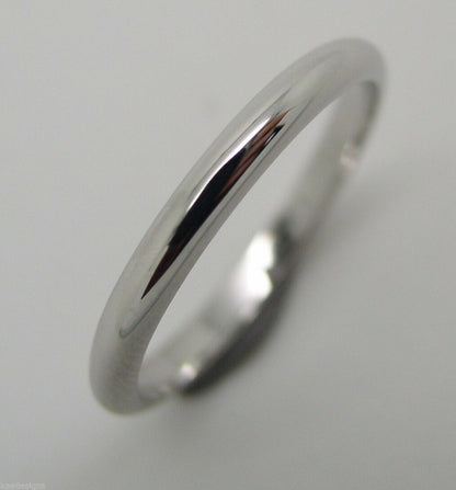 SIze O New Genuine 18ct 18k White Gold Full Solid 2.6mm Wedding Band Ring Hallmarked 750