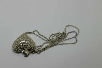 Sterling Silver Huge Filigree Heart Pendant + 70cm Chain