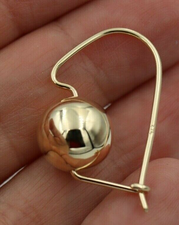 Genuine 9ct Yellow, Rose or White Gold 10mm Euro Ball Plain Drop Large Earrings 1mm size hook