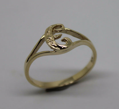 Genuine Delicate 9ct 375 Yellow, Rose or White Gold Initial Ring E