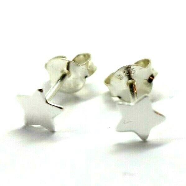 Sterling Silver Children Child Small 5mm Star Disc Earrings