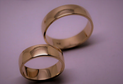 His & Hers Genuine 2 X Full Solid 9ct 9k,Rose Gold 6mm Wide Wedding Couple Bands Rings