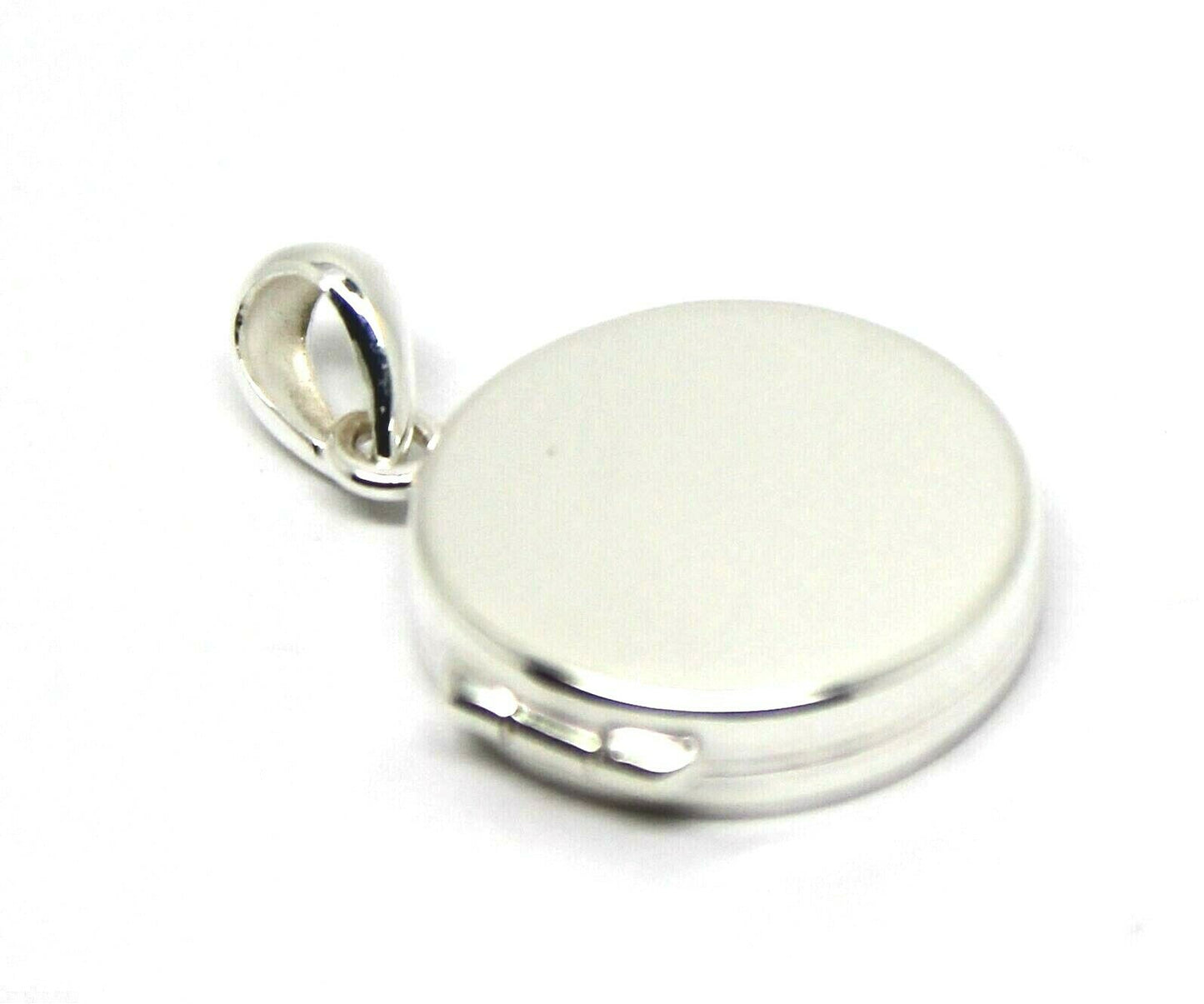 Genuine Sterling Silver Small Flat Round Plain Locket With 2 Photos