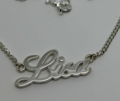 Genuine Sterling Silver 925 Curb Link Chain Lisa Name Plate