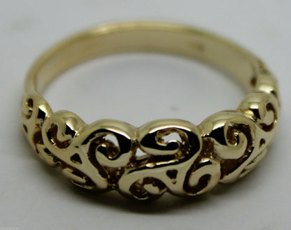 Kaedesigns, New Genuine 9ct 9kt Yellow, Rose or White Gold Solid Swirl Filigree Ring 358