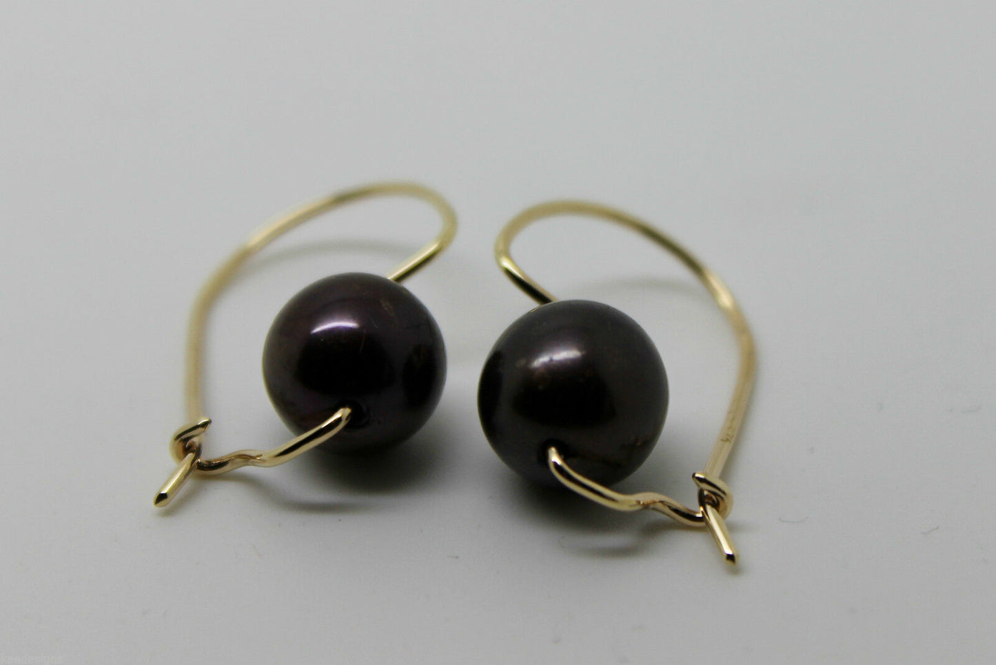 Genuine New 9ct 9kt Yellow, Rose or White Gold 10mm Black Pearl Hook Earrings