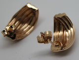 Kaedesigns New Heavy 9ct 9K Solid Yellow, Rose or White Gold Stud Ridged Earrings