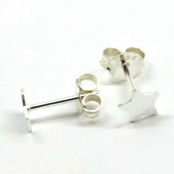 Sterling Silver Children Child Small 5mm Star Disc Earrings