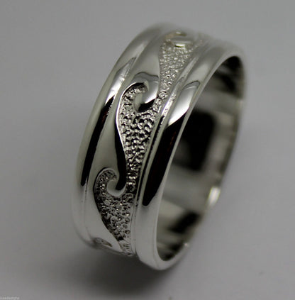 Kaedesigns New Solid Genuine Sterling Silver 925 Surf Wave Ring Size X