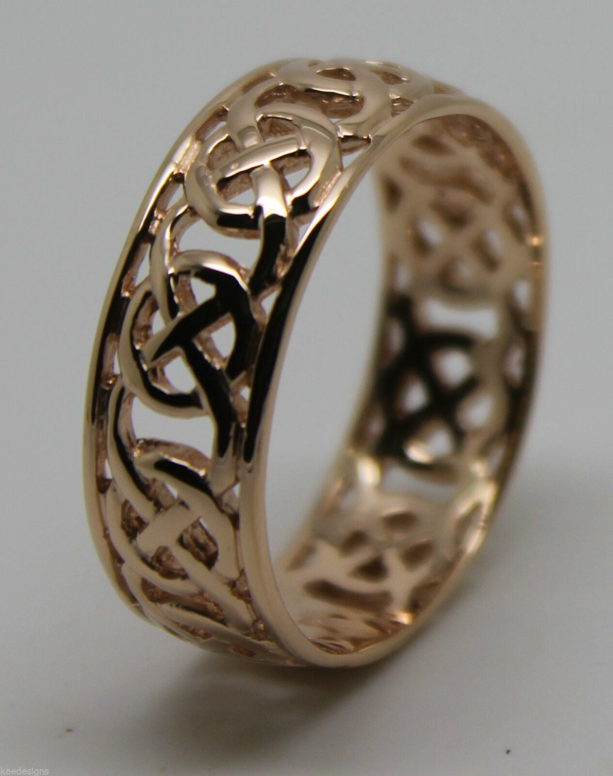 Genuine 9ct 9k Solid Yellow, Rose Or White Gold Large Celtic Ring In Your Size 223