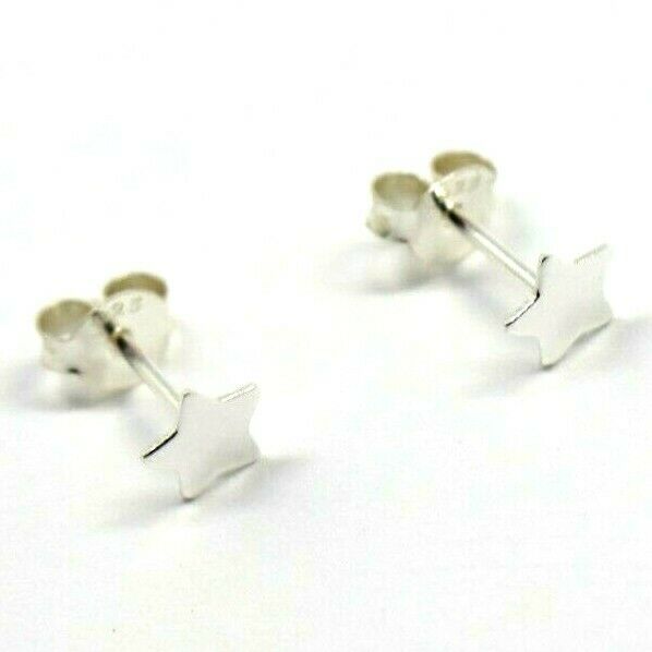 Sterling Silver Children Child Small 5mm Star Disc Earrings