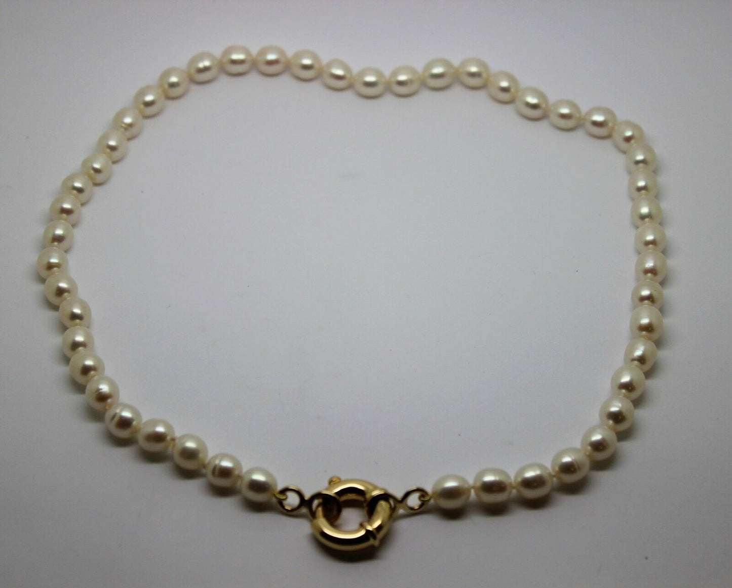 Genuine 9ct Yellow Gold 18mm bolt ring freshwater pearl chain necklace