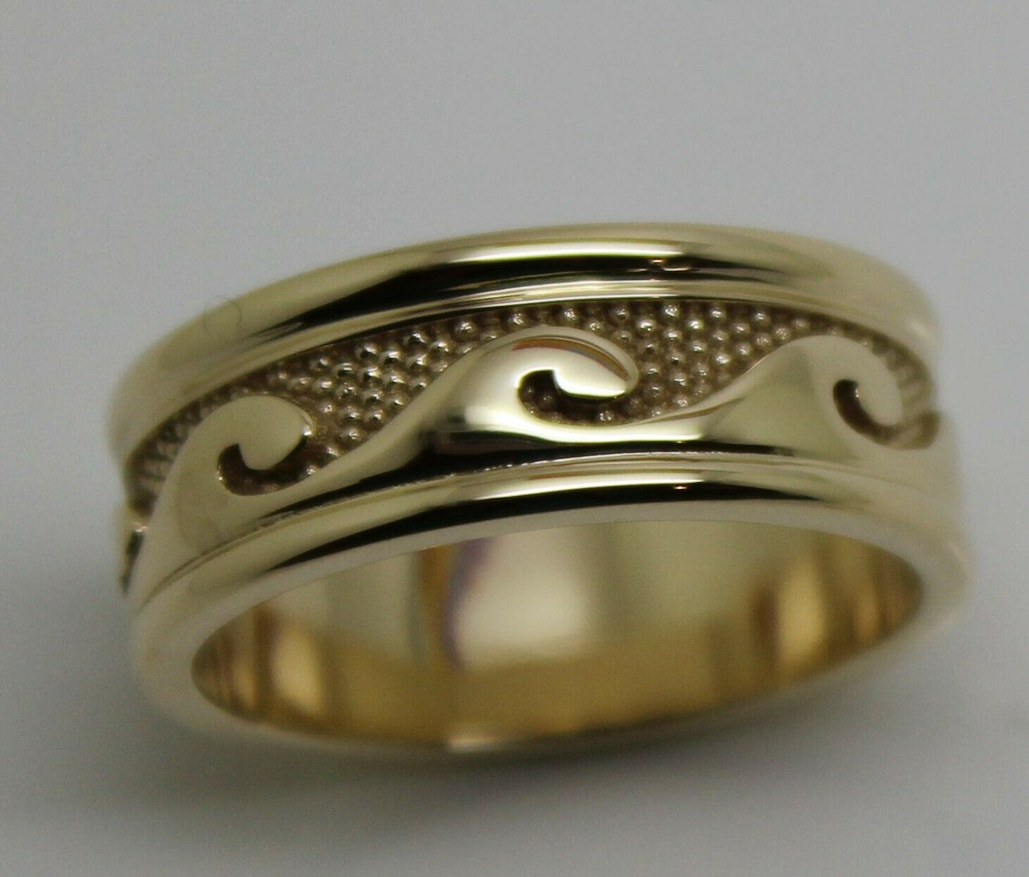 Kaedesigns New Size U Genuine Heavy 9ct 9k Yellow, Rose or White Gold Mens Surf Wave Ring