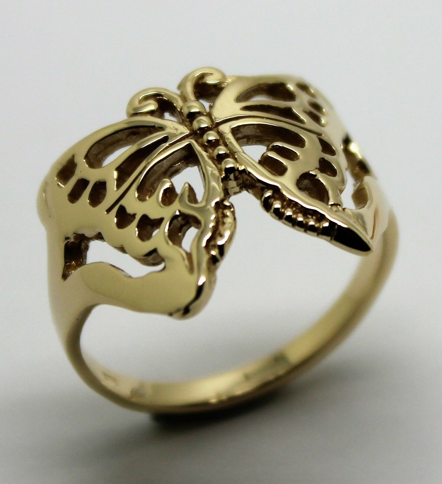 Kaedesigns New Size T Solid 9ct Yellow, Rose or White Gold Filigree Butterfly Ring 236