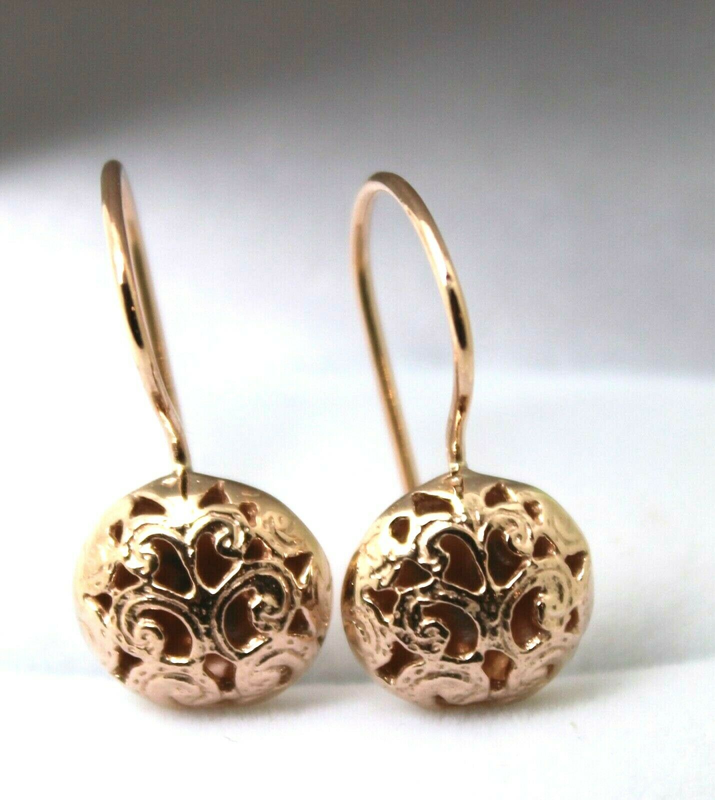 Kaedesigns New 9ct Yellow, Rose & White Gold 14mm Half Ball Filigree Earrings