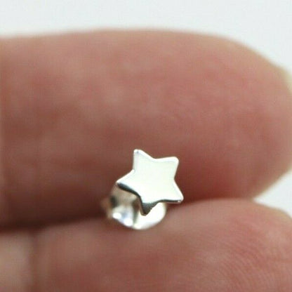 Sterling Silver Children Child Small 5mm Star Disc Earrings