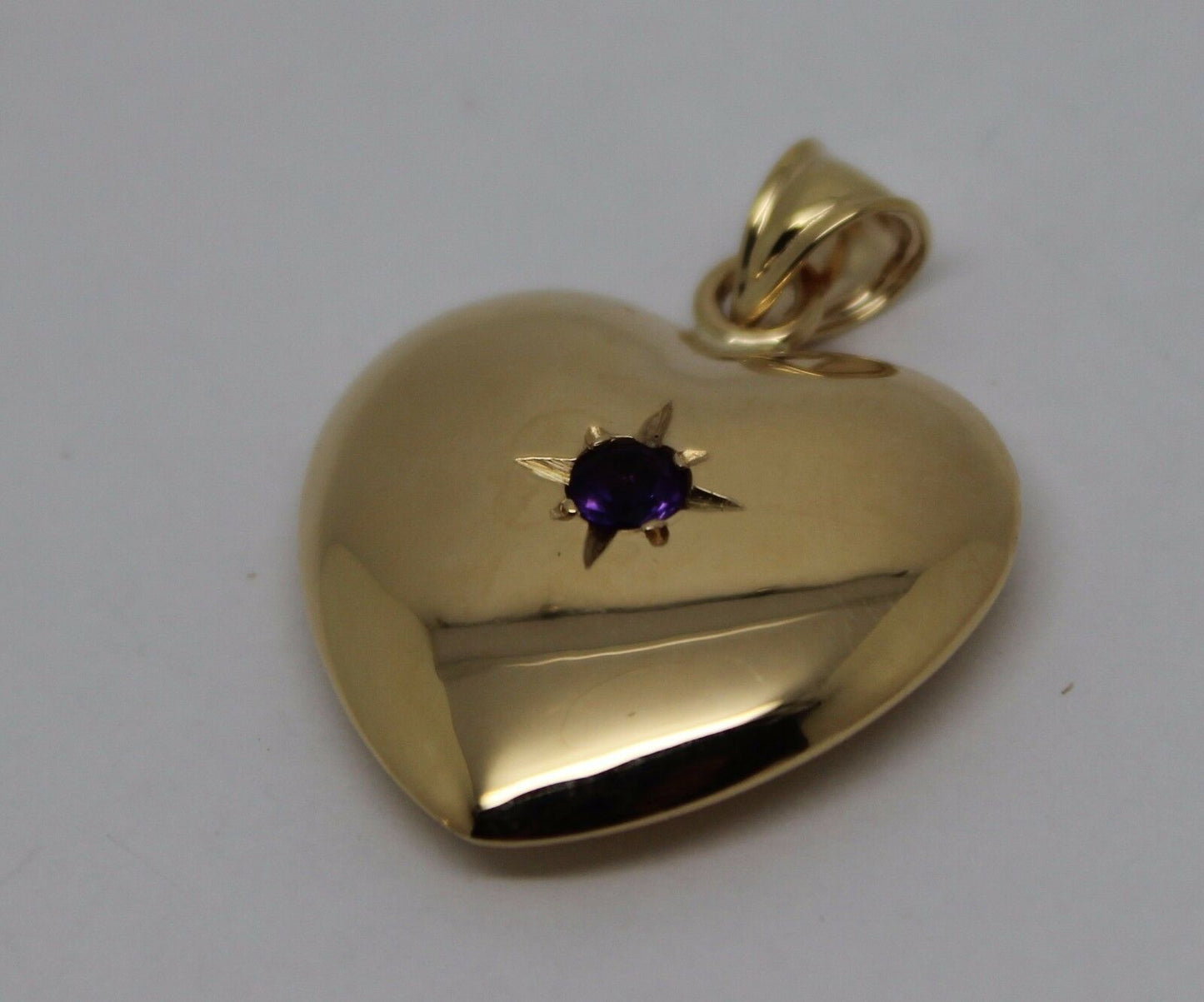 Kaedesigns Genuine New 9ct Medium Bubble Yellow Gold Amethyst Heart Pendant