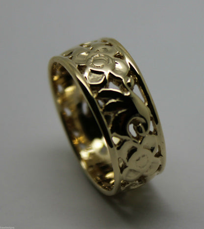 Size M - Kaedesigns, New Genuine  Solid 9ct 9K Yellow, Rose and White Gold Filigree Ring 275A