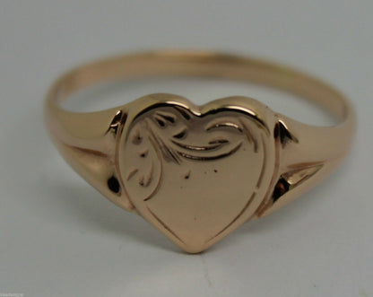 Kaedesigns New Size K Genuine  Solid New 9ct 9k Yellow, Rose or White Gold Heart Signet Ring 265