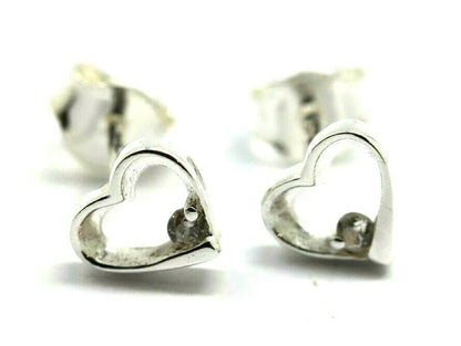 Sterling Silver Small Cubic Zirconia Open Heart Earrings