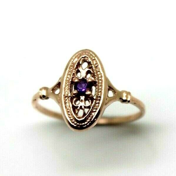 Kaedesigns New Genuine 9ct Yellow, Rose or White Gold Delicate Amethyst Filigree Ring