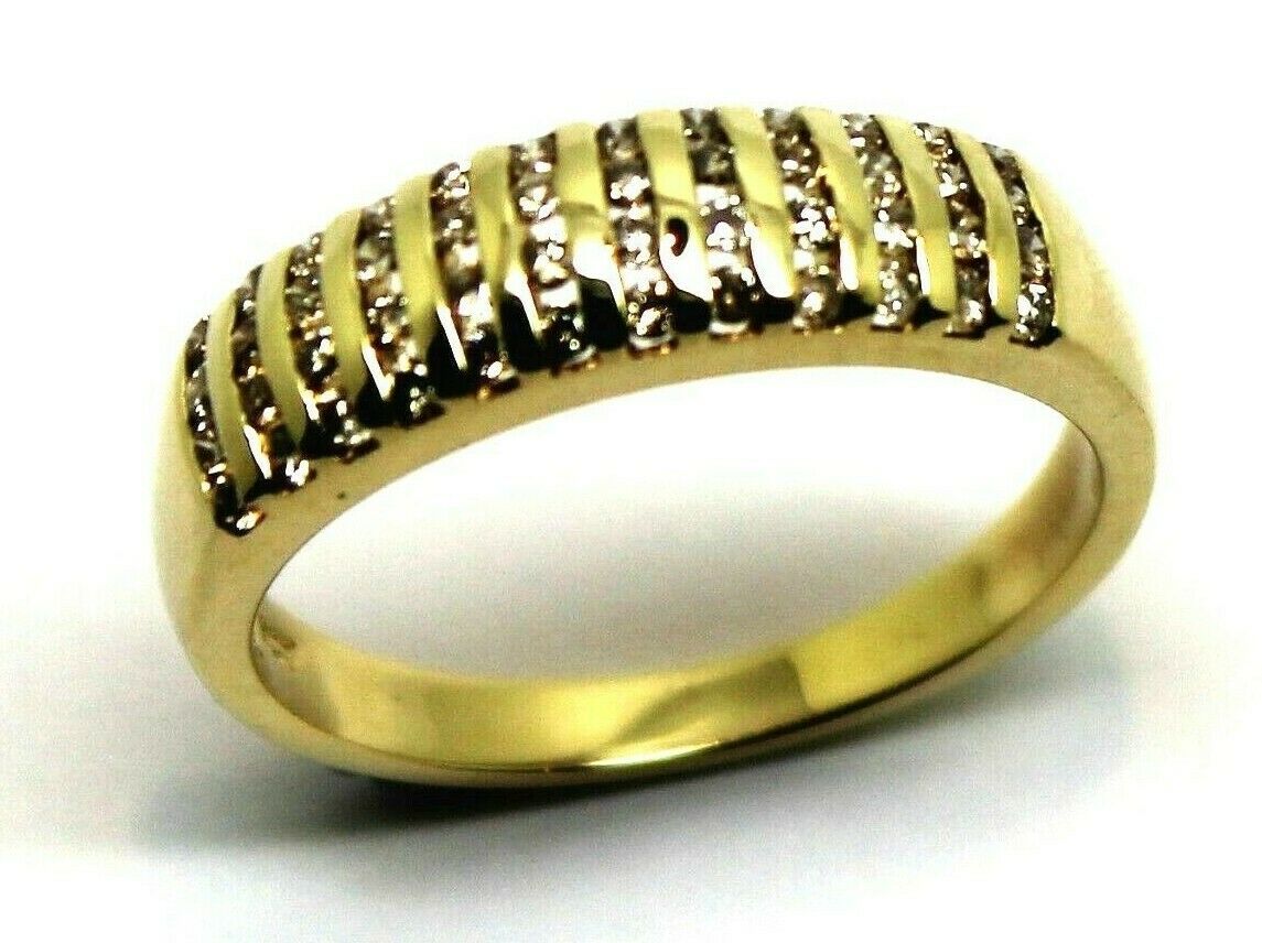 Size O 9Ct Yellow Gold Diamond Tdw: .40Pt Wide Ring *Free Express Post In Oz