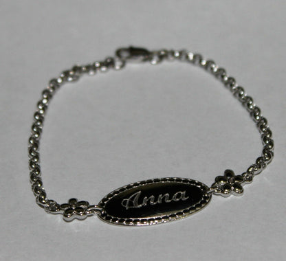 Genuine Baby or Childs 18ct 750 White Gold ID Belcher Engraved Bracelet