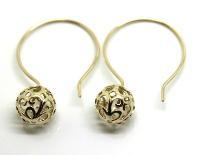 Kaedesigns 9ct 9k Yellow, Rose or White Gold 10mm Full Ball Hook Filigree Earrings