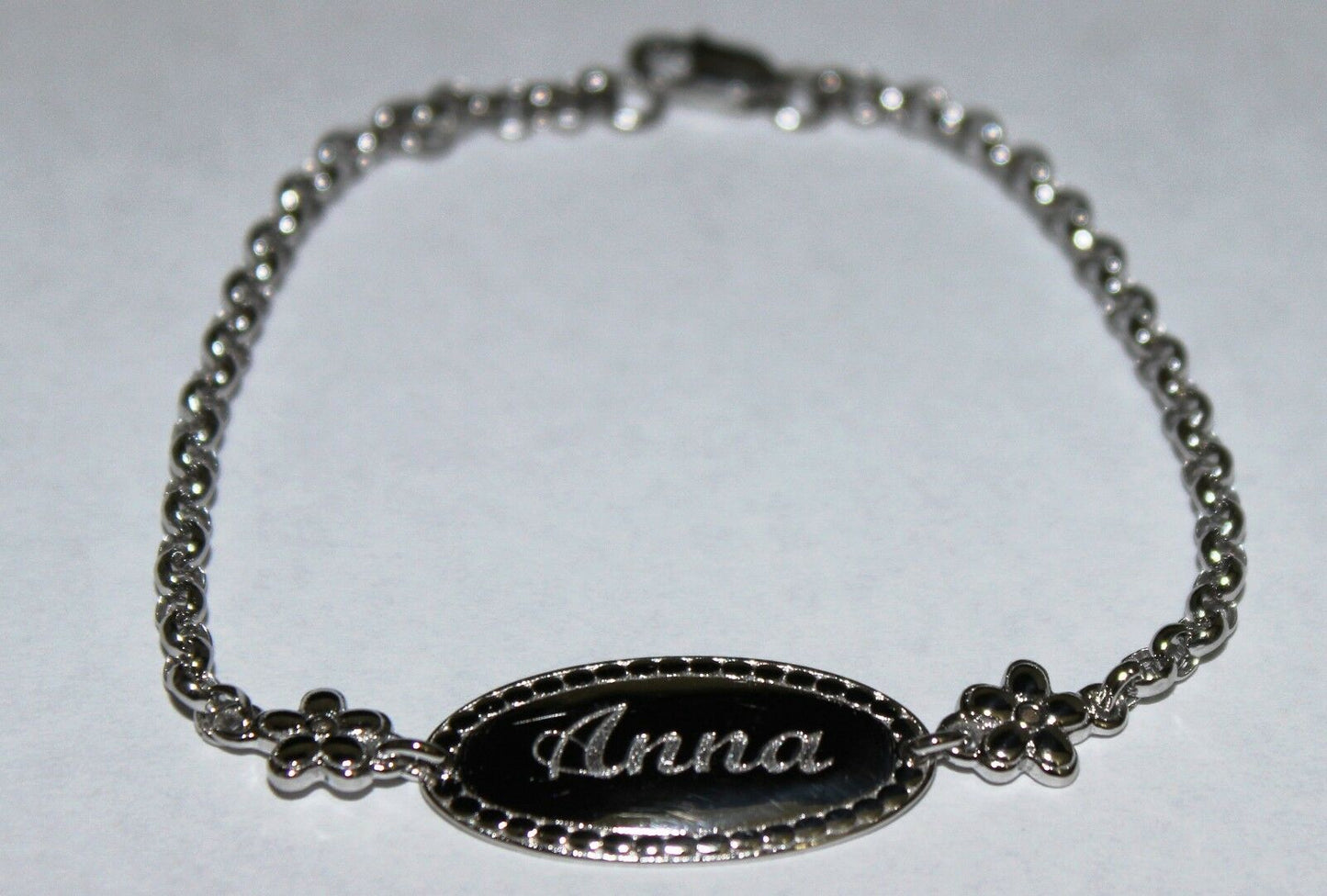 Genuine Baby or Childs 18ct 750 White Gold ID Belcher Engraved Bracelet