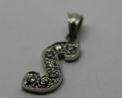 9ct Genuine Solid White Gold Initial Pendant Letter S