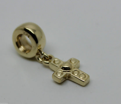 Genuine 9ct Yellow or Rose or White Gold or Silver Cross bead for charm bracelet