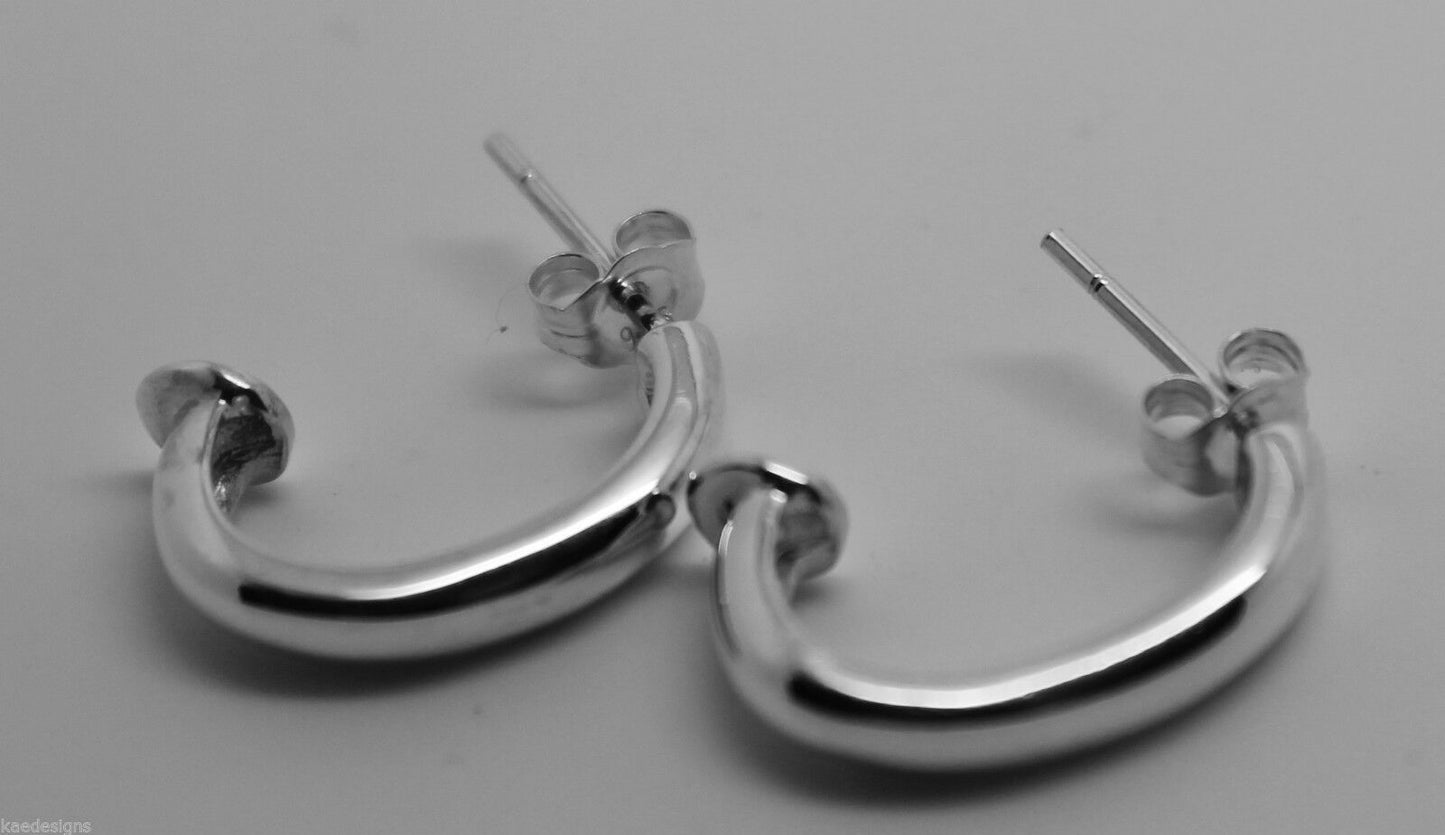 Genuine New Sterling Silver 925 C Stud Earrings Butterfly Backs