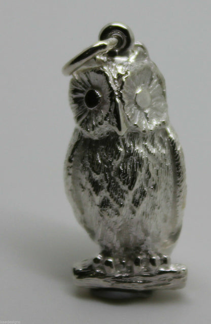 Heavy Genuine Sterling Silver 925 3D Heavy Owl Pendant